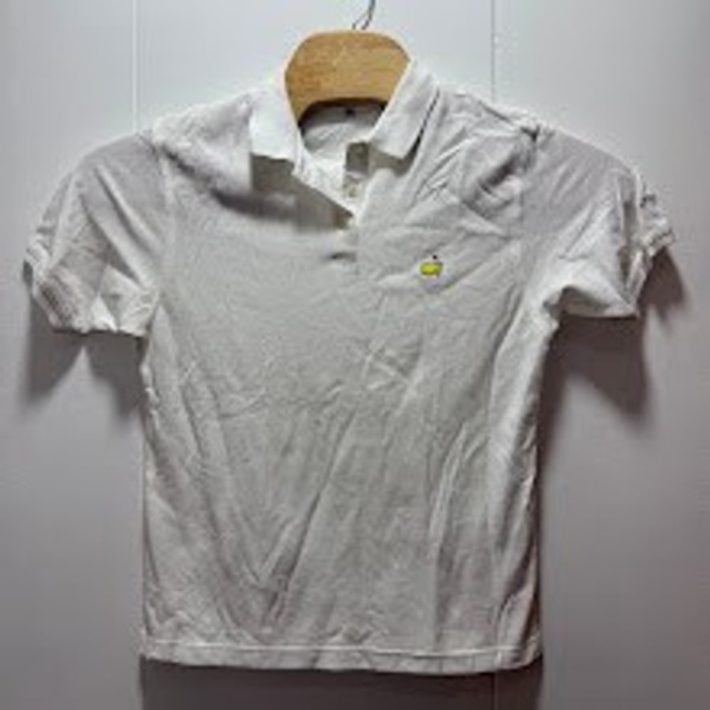 Masters Collection Ladies White Short Sleeve Golf Polo Shirt Size Medium Logo